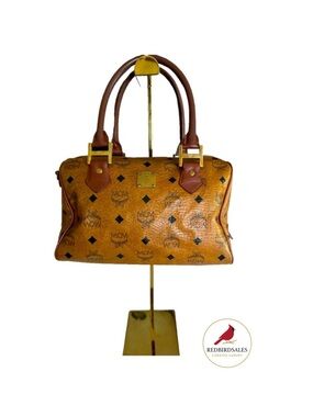 MCM Visetos Cognac Boston Bag – Vintage Germany – Top Handle Satchel